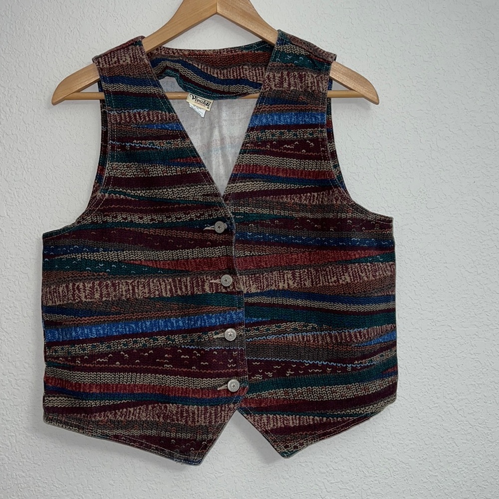 Vintage Vivaldi Jeanswear Aztec Southwestern Denim Vest